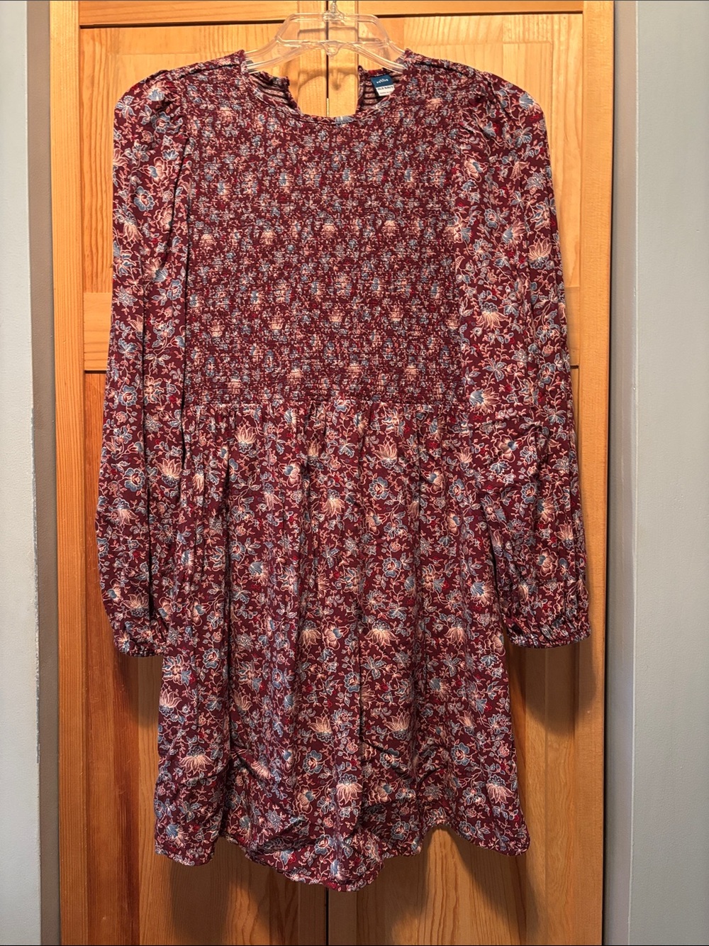 Old Navy Burgundy and White Smocked Top - Petite XS